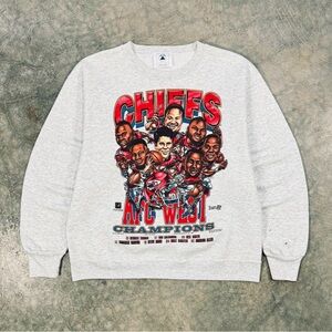 Vintage Kansas City Chiefs caricature crew neck sweatshirt ❤️💛🏈